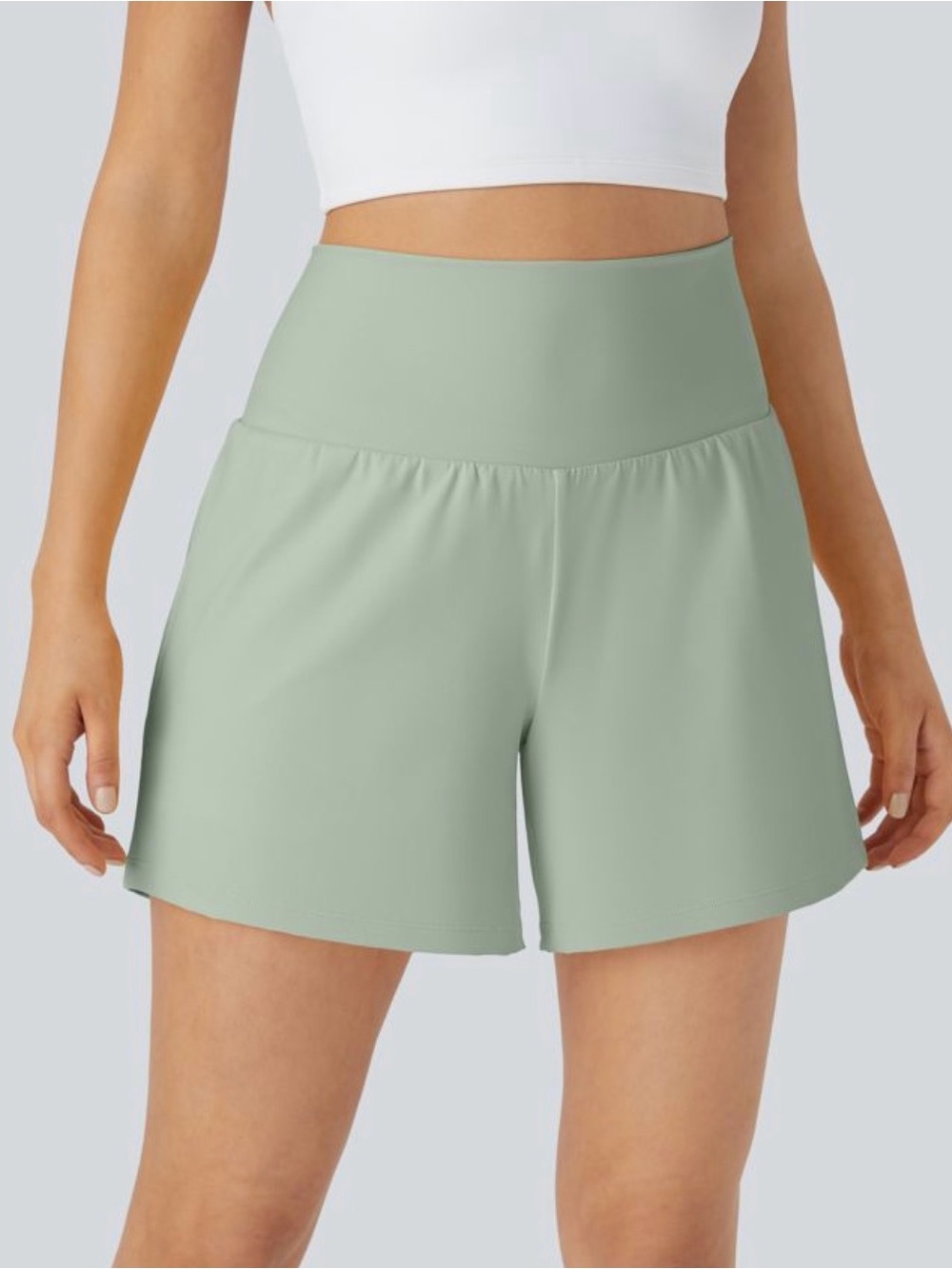 HALARA High-Waist Sage Green Athletic Shorts 5” size S